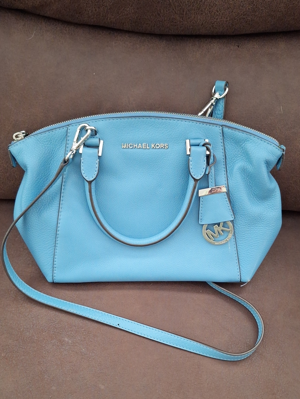 Michael Kors Blue Leather Satchel Bag